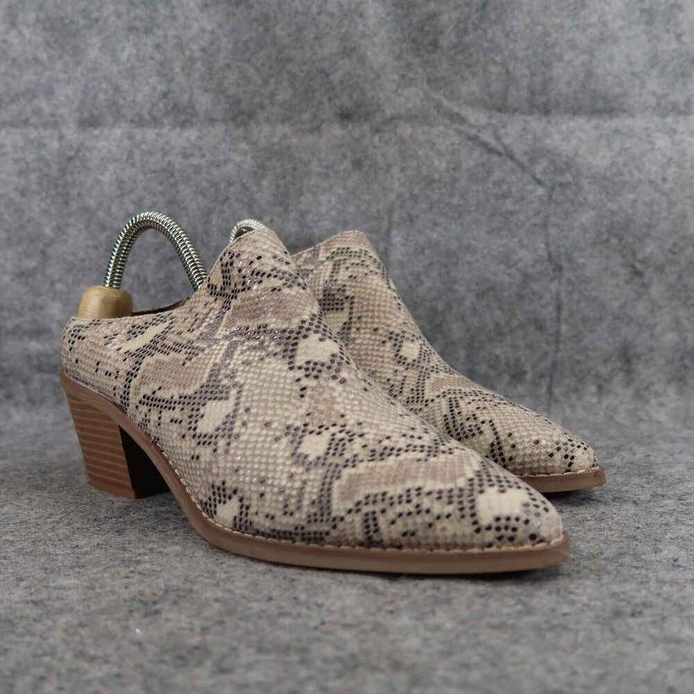 Rampage Shoes Womens 8 Mule Bootie Slip On Block Heel Snake Print York Point Toe